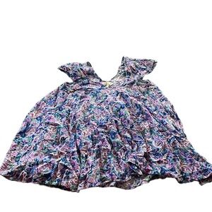 Matilda Jane Womens Floral Jagged Hem Tank Top Size Medium Purple
